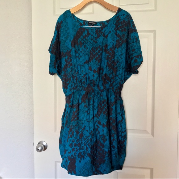 Express Dresses & Skirts - Express snakeskin teal printed dress with pockets!