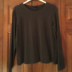 Eileen Fisher brown scoop neck shirt.  Size XL
