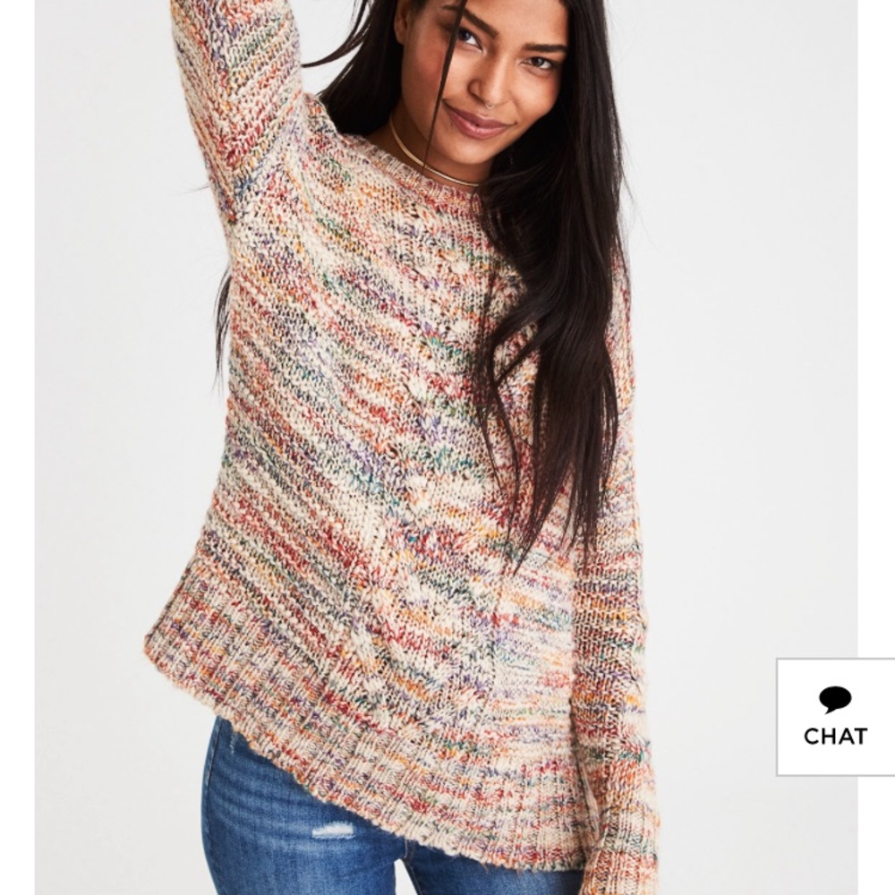 AE chunky cable knit sweater NWt rainbow