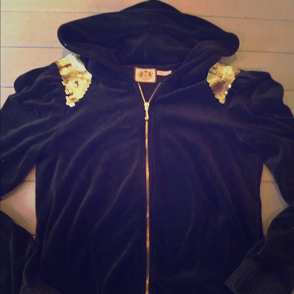 Juicy Couture Black velour track jacket.