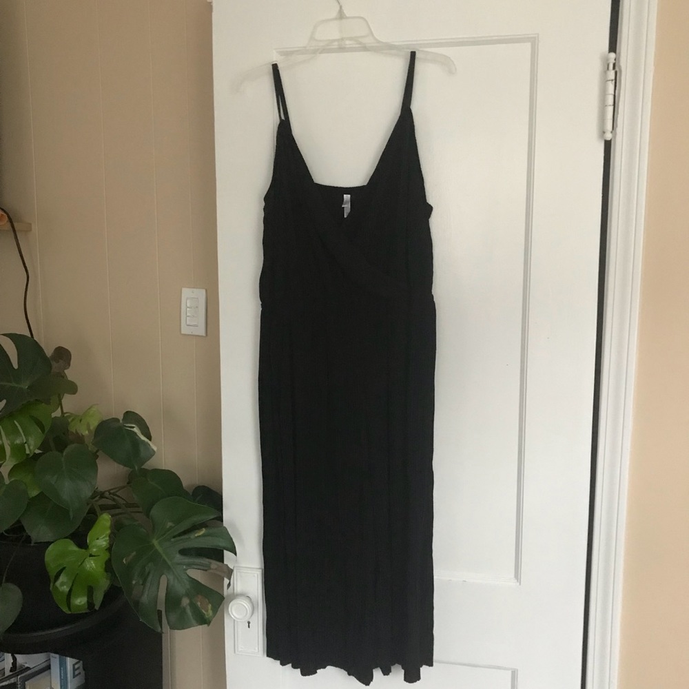 Xhilaration Black Pleated Wrap Style Jumpsuit -XXL