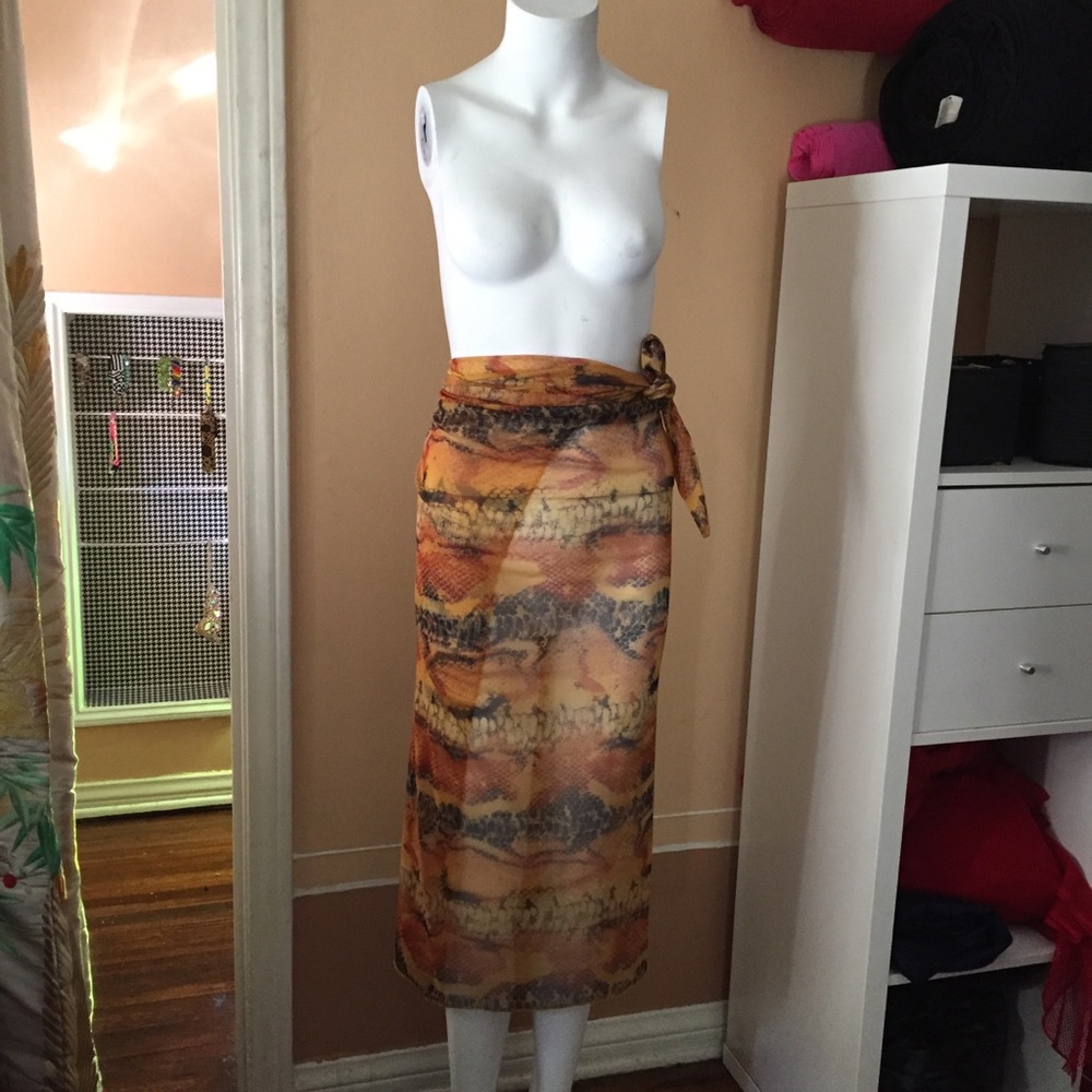 Snake skin mesh sarong wrap