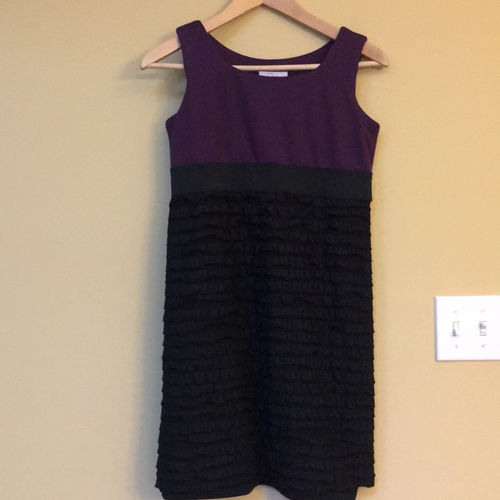 Dark purple and black ruffled dress