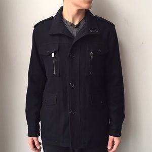 Michael Kors Navy Blue Wool Blend Coat