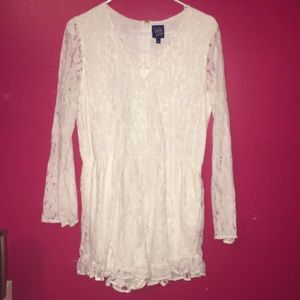 NWOT Beauty and the Beast white lace romper