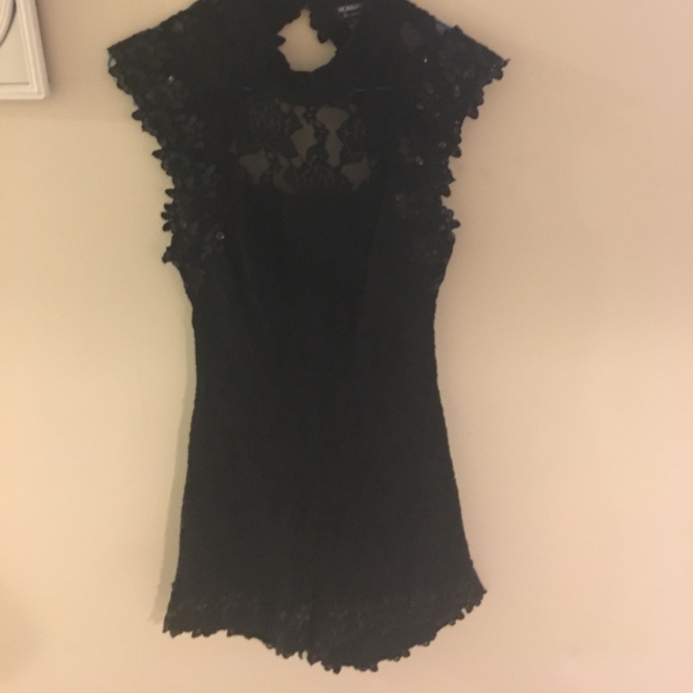 Black lace and sequin romper