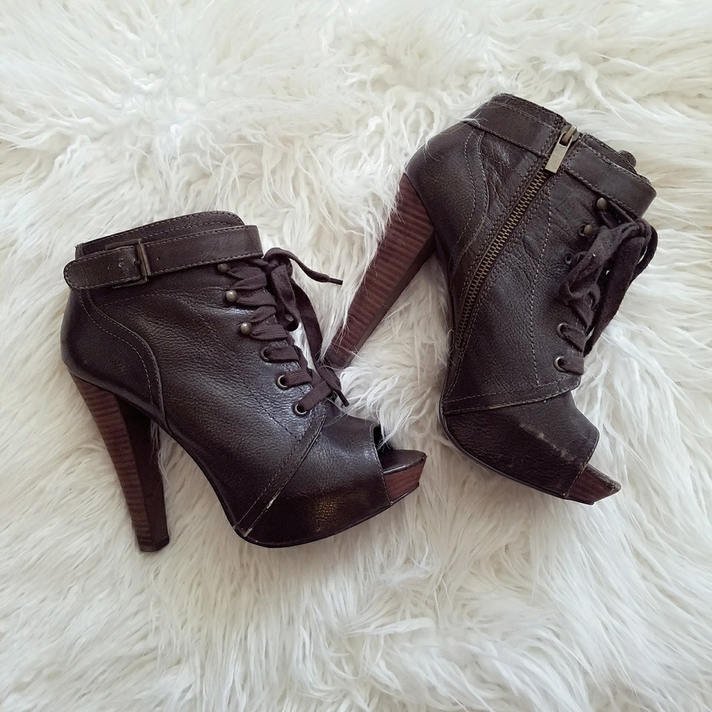 Brown "Lampros" open toed bootie