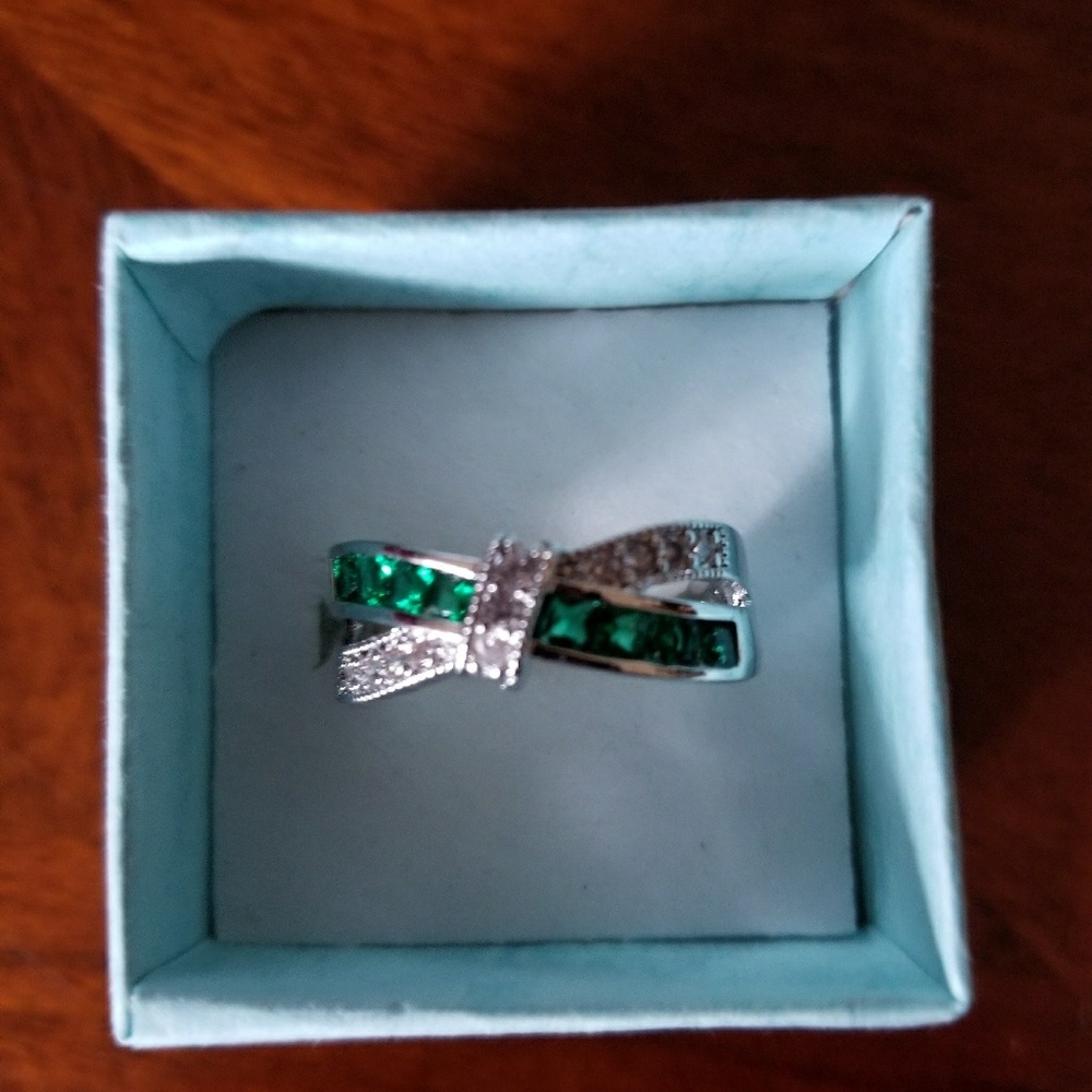 Sterling silver emerald and white topaz