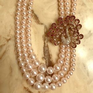 Three-Strand Faux Pearl Necklace