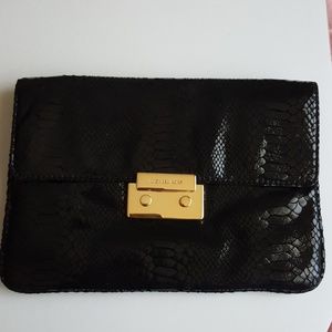 Michael Kors Black & Gold Clutch with Chain