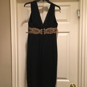 Marchesa Black Evening Dress with Gold Trim