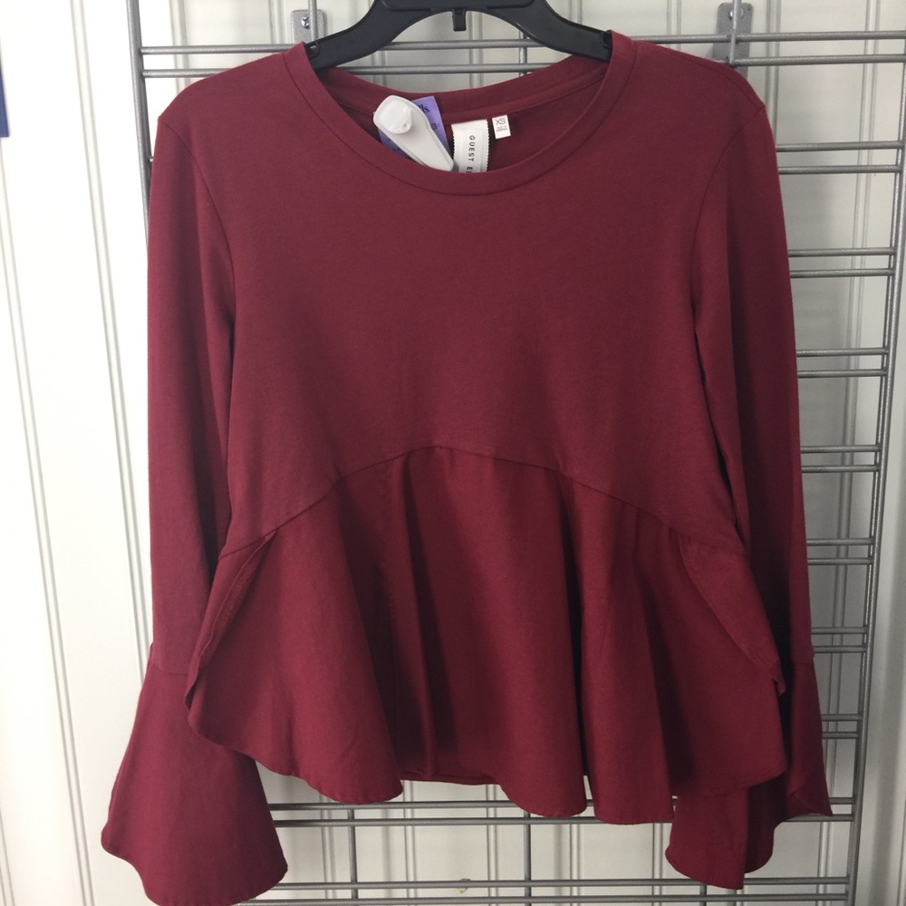 Guest editor Anthropologie maroon top XS