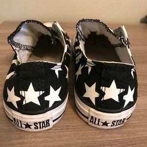 Converse All Star Black White Stars Slip-On Size 7