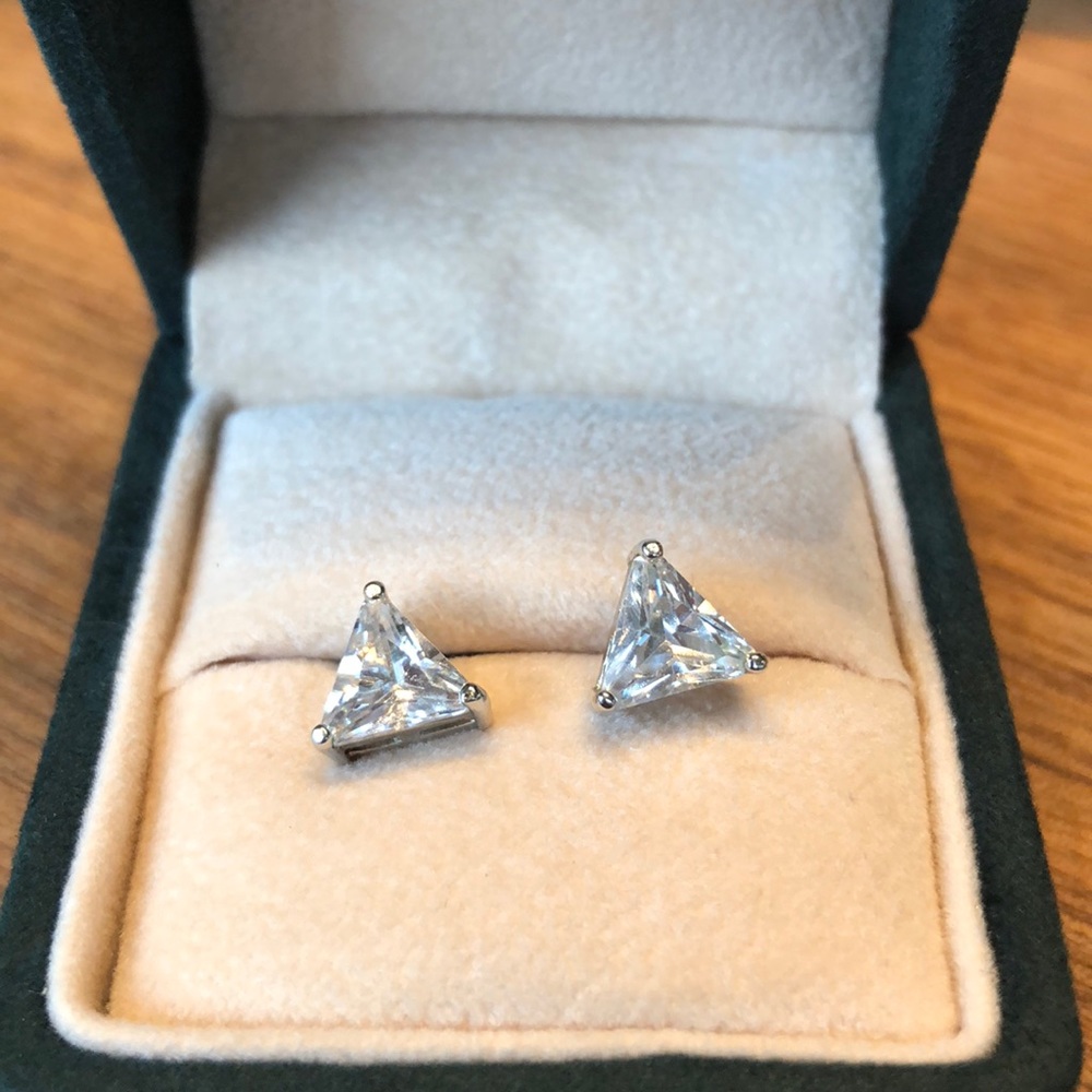CZ trillium earring posts