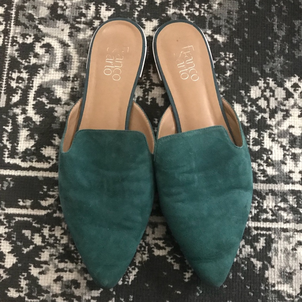 Franco Sarto Teal Pointed Toe Flat Mules - 10