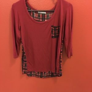 Burgundy plaid top