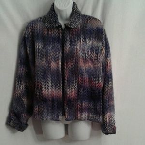 Designer multi cropped sweater coat sz M