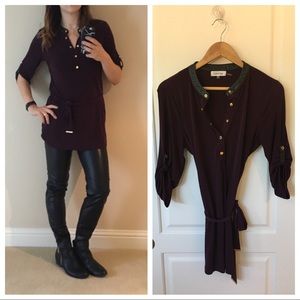 Plumb, black and Gold Calvin Klein Tunic with Belt