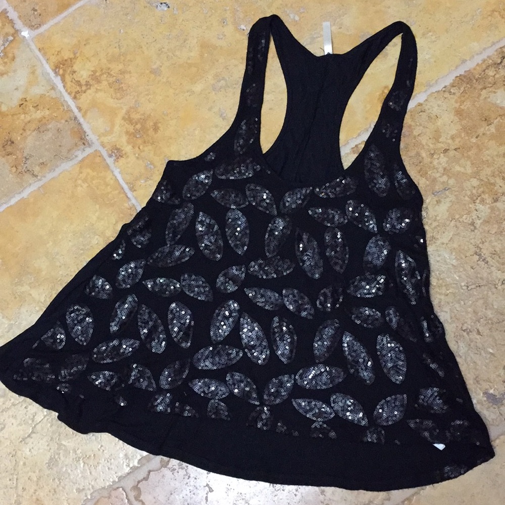 d’closet Racerback swing top Black w/sequin leaves