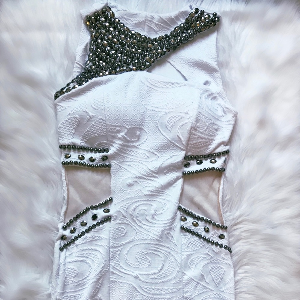 White dress with embellishments