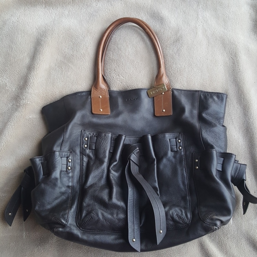 DKNY Brown and Tan leather Purse