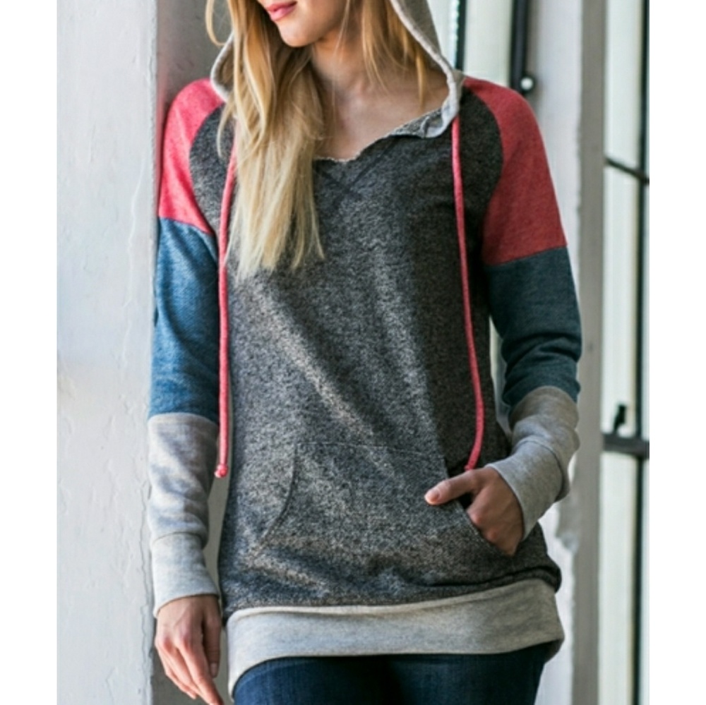 Grey, Pink & Blue Pullover