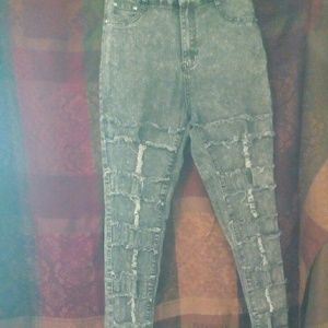 High waist acid washes skinny jeans