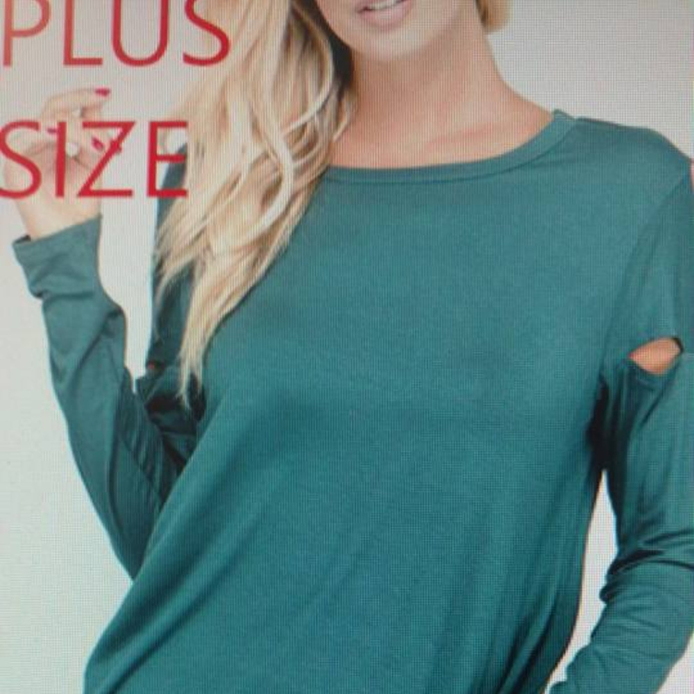 NEW! Teal Tie detail with Cutouts on Sleeve Plus