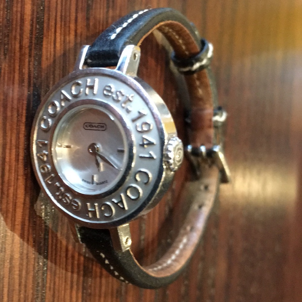 Ladies Coach watch with slim black leather band