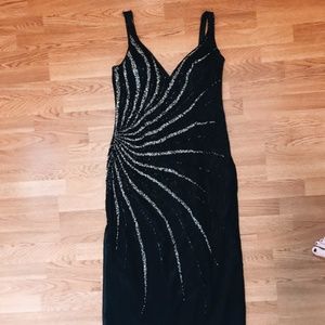 Black gown with beading detail