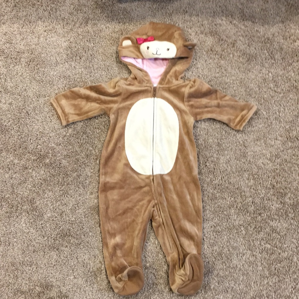 Girls monkey zip up onesie