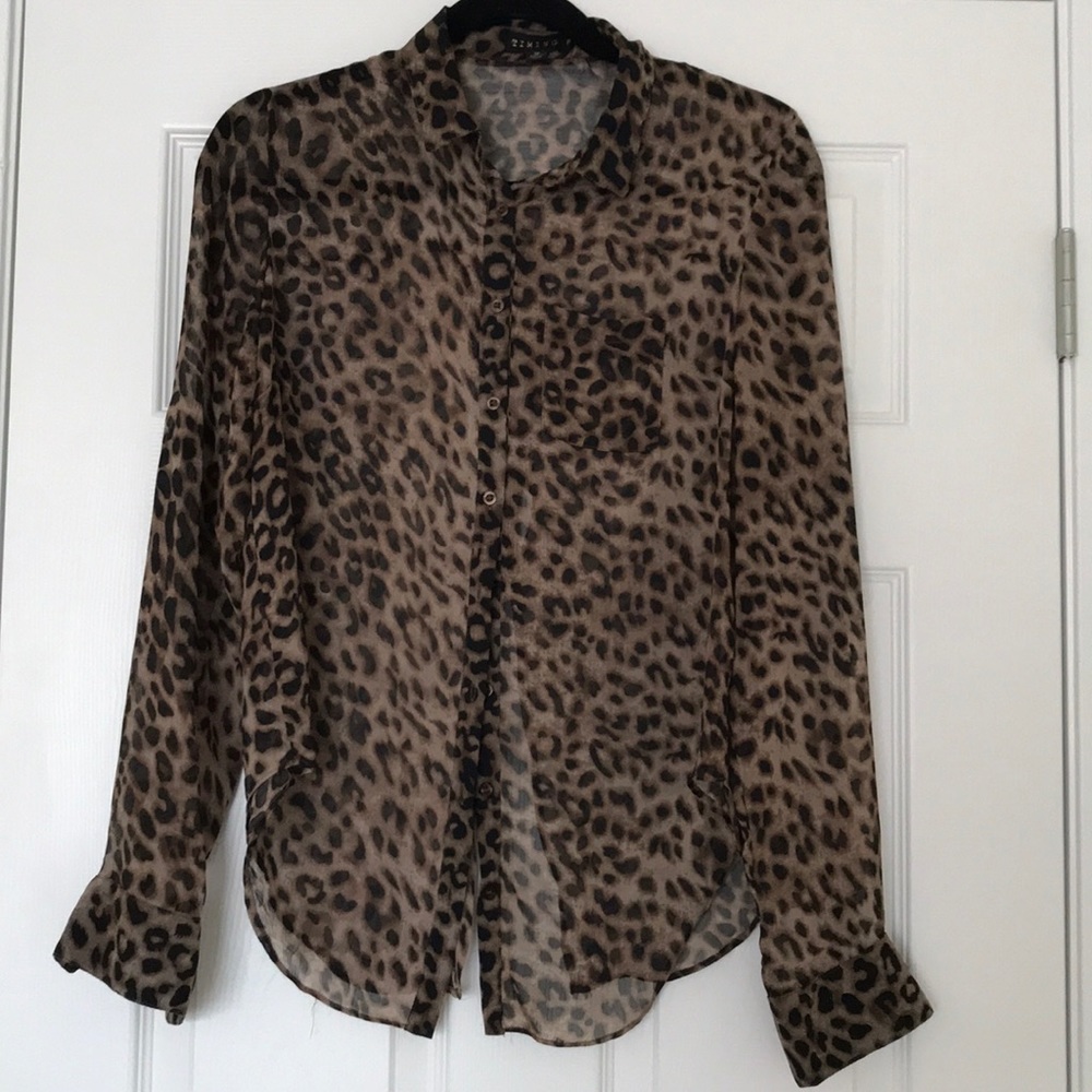Leopard pattern sheer blouse - Picture 1 of 3
