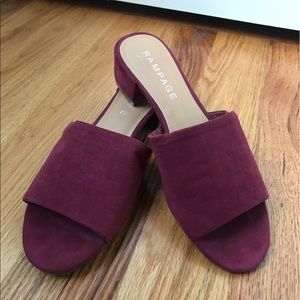 Rampage Suede Mules Marroon, Wine color.