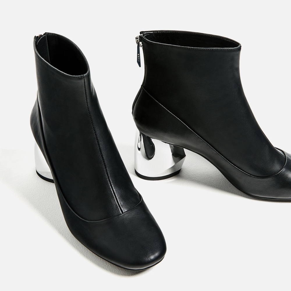 NWT Zara Black and Silver booties