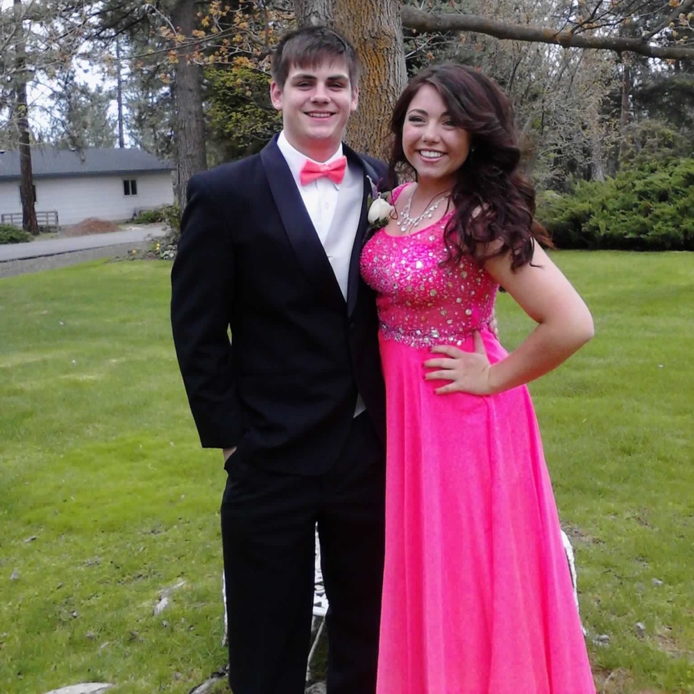 Neon Pink Empire Waist Formal Dress