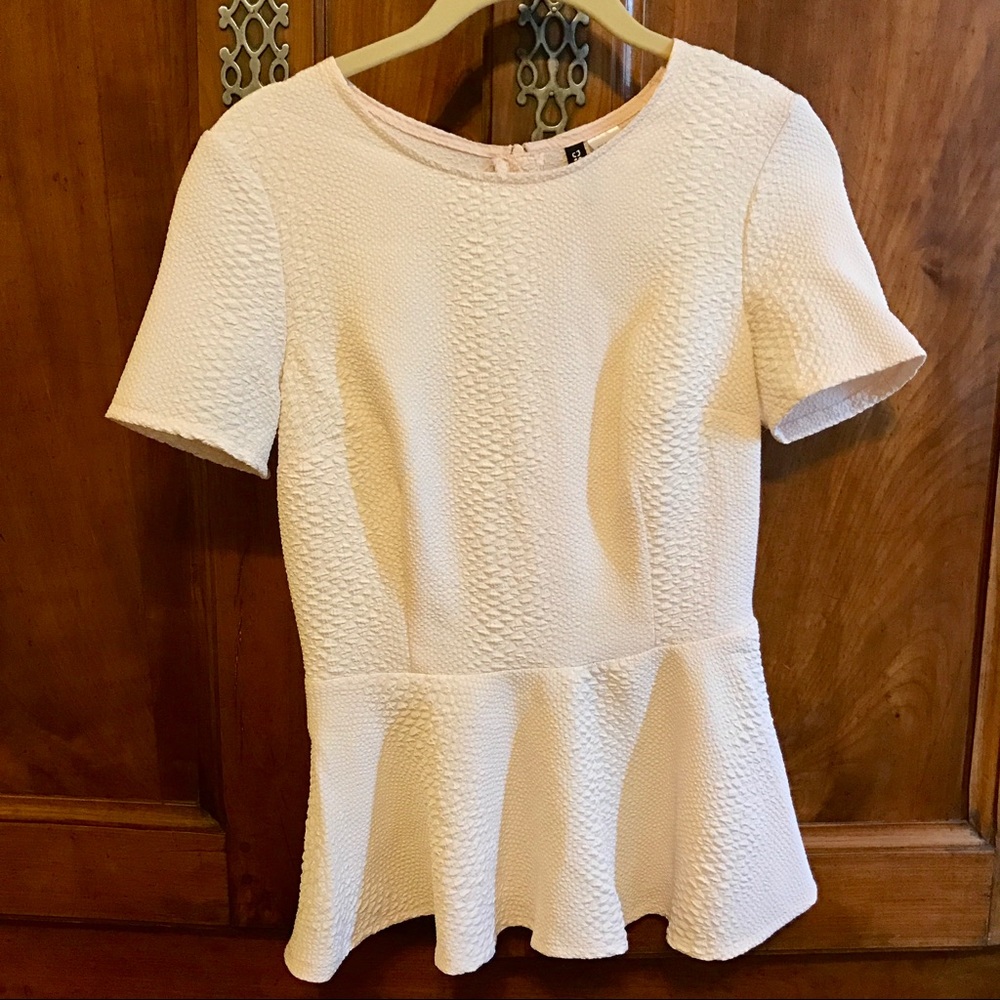 Textured Pink Peplum Top - H&M