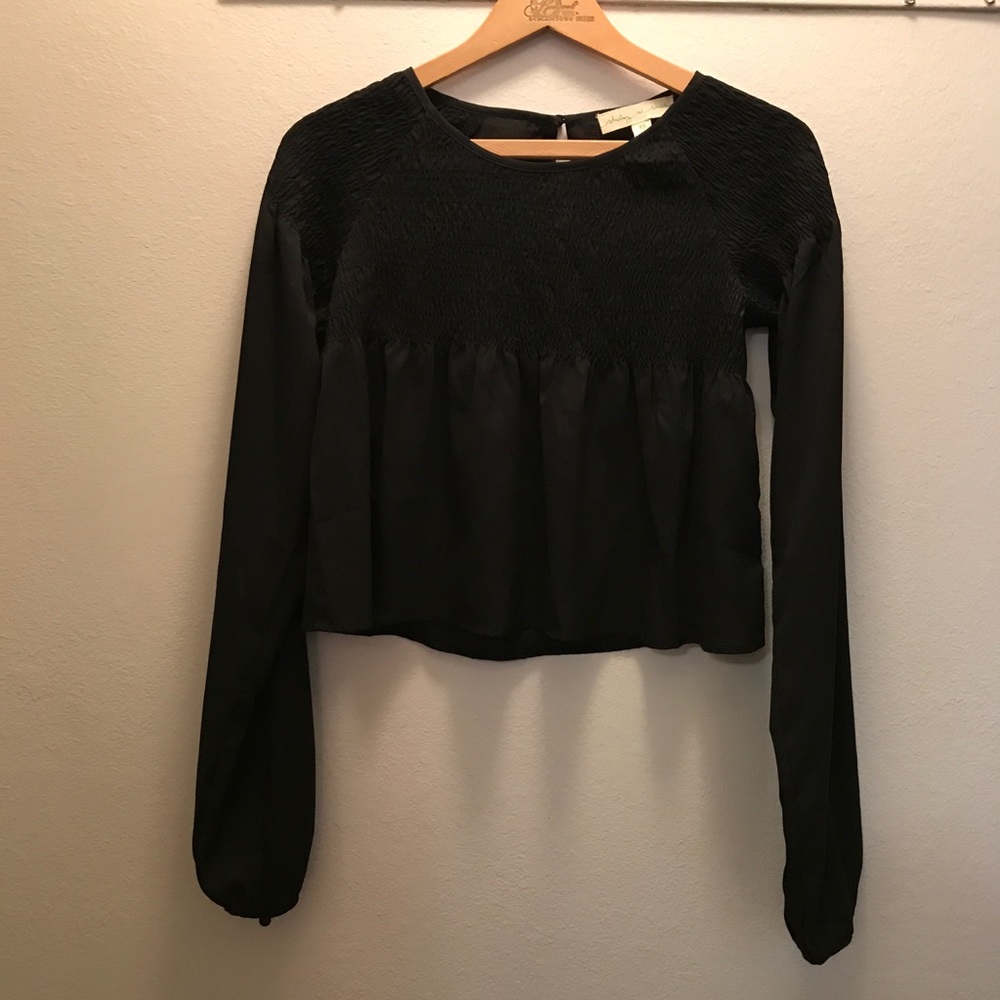 Urban outfitters black smocked crop top
