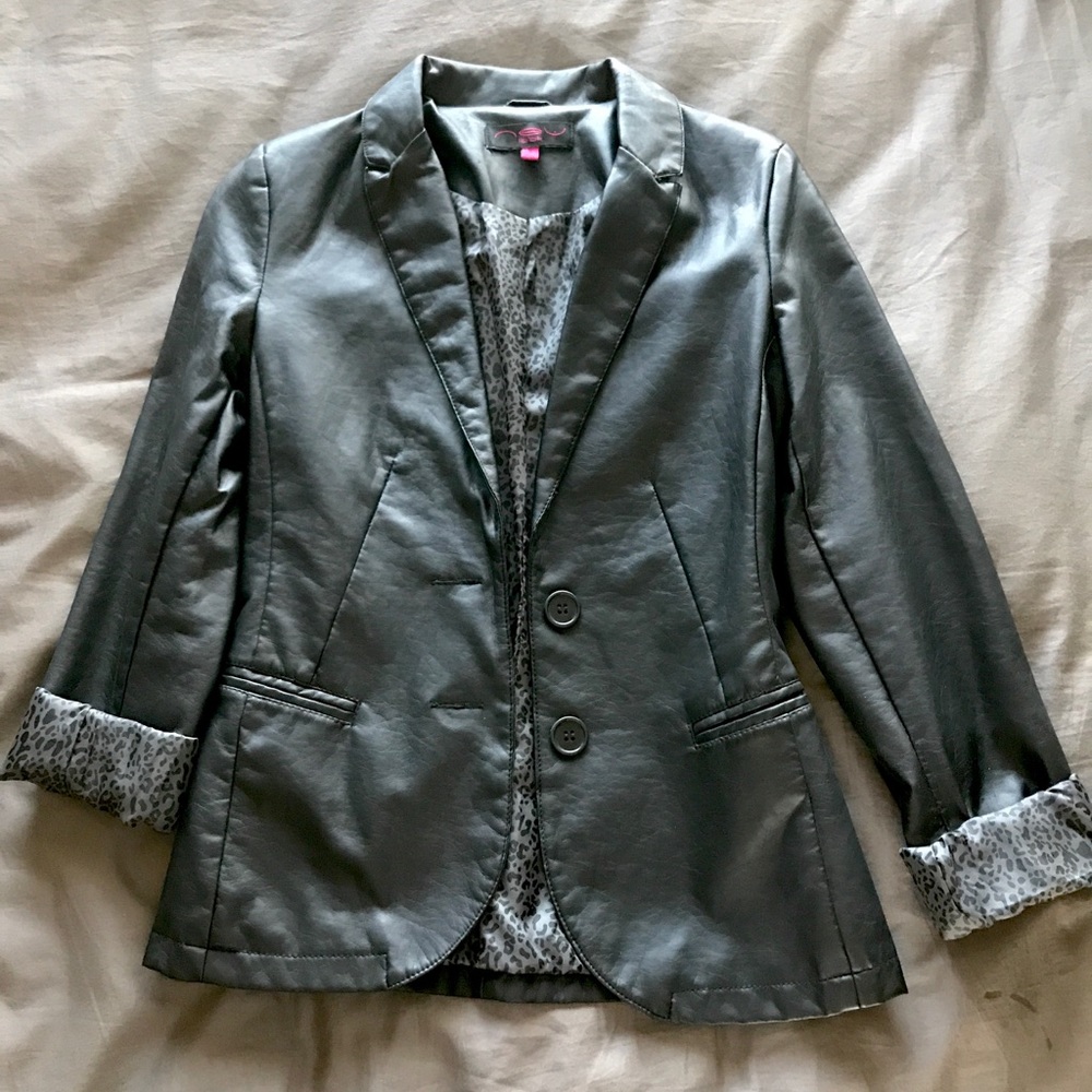 Faux leather, black blazer