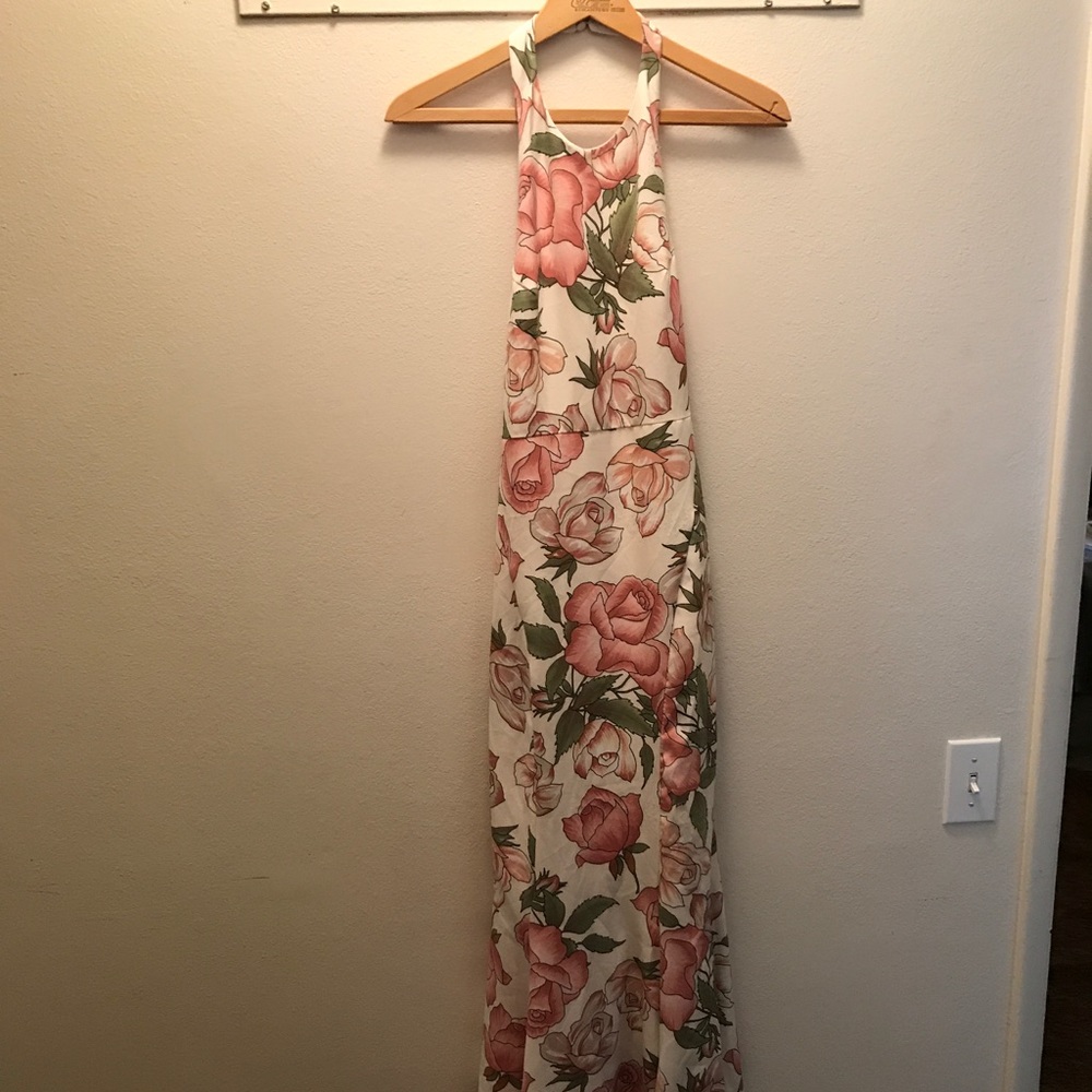 Floral dressy halter maxi dress