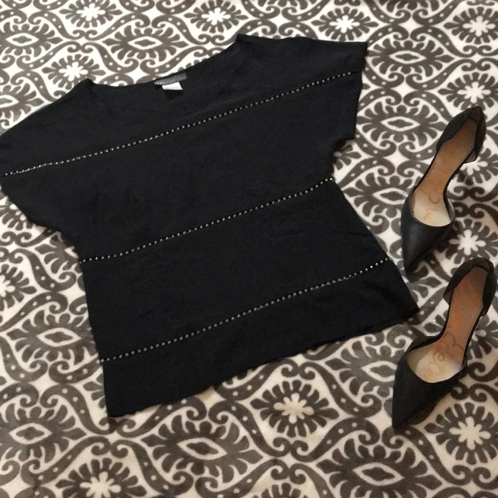 ERIN KLEINBERG BLACK SILK BLOUSE size XS