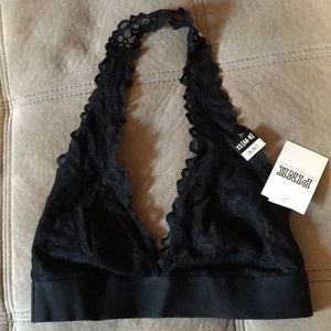 PINK satin lined halter bralette