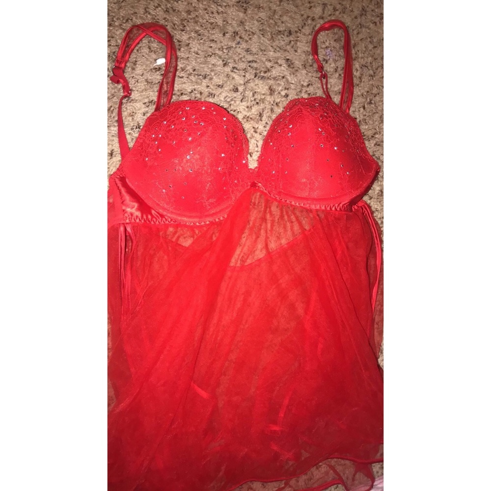 Red velvet Victoria’s Secret lingerie