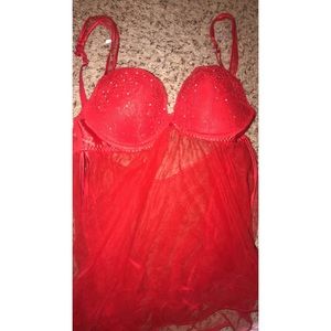 Red velvet Victoria’s Secret lingerie