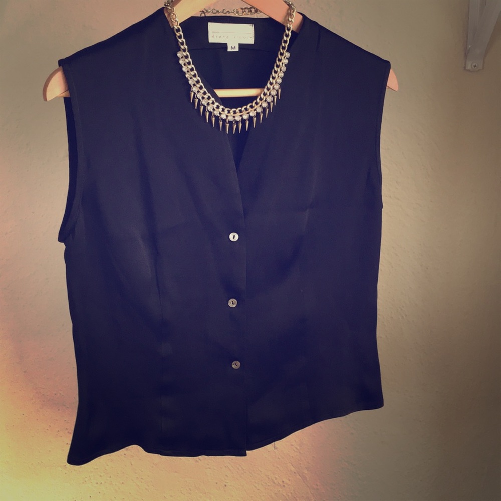 Diana Slavin Black Silky Tank/Vest Top