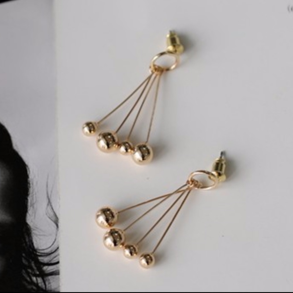 Minimalist Brass Balls 925 Silver Posts Earrings - Picture 2 of 3