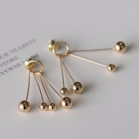 Minimalist Brass Balls 925 Silver Posts Earrings - Picture 3 of 3