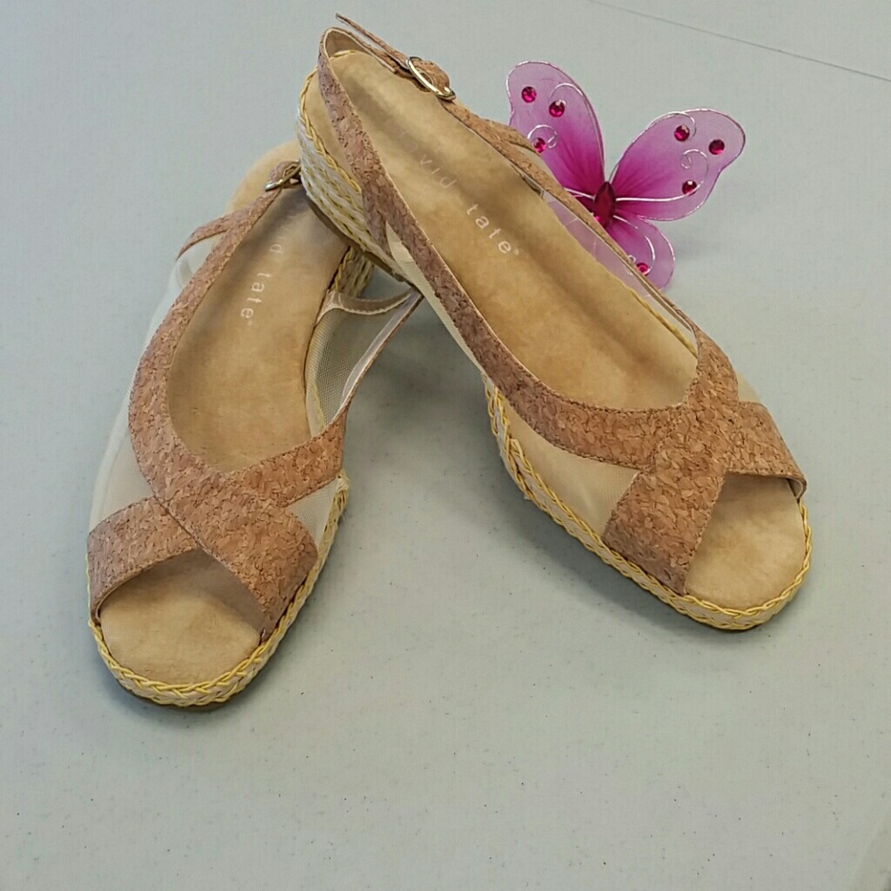 David tate cork wedge shoes Sz7 02271P3SO