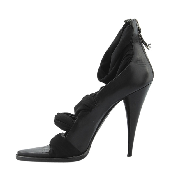 Givenchy Black Leather Heelsx Size 6.5 139386 - Picture 4 of 7
