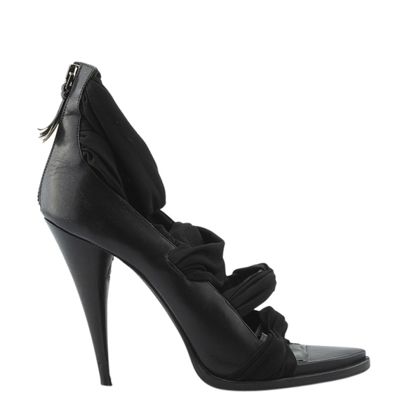 Givenchy Black Leather Heelsx Size 6.5 139386 - Picture 3 of 7