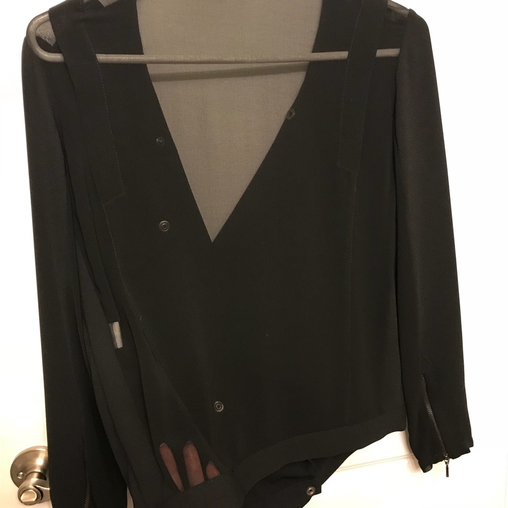 ZARA Crepe Moto Military Jacket S Black Silver Zip - Picture 4 of 5